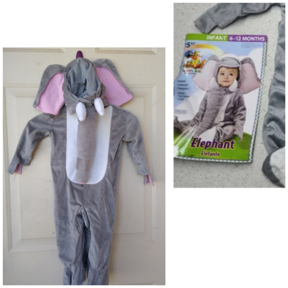 Baby Elephant Costume Gray White 12-18 months